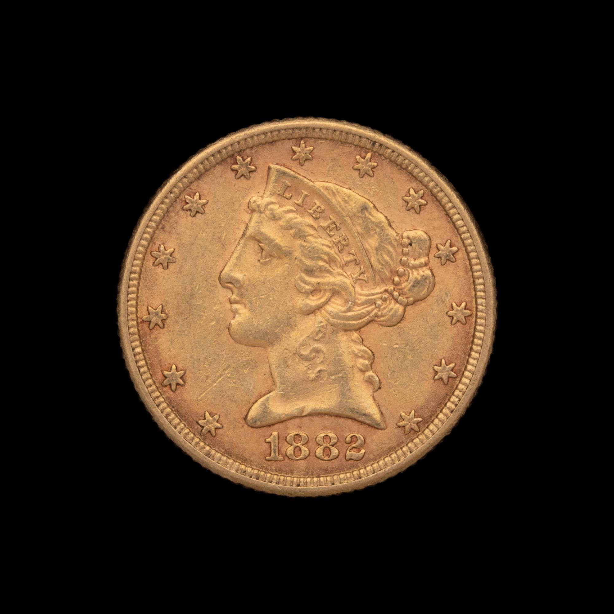 An 1882 Liberty Head $5 Gold Coin