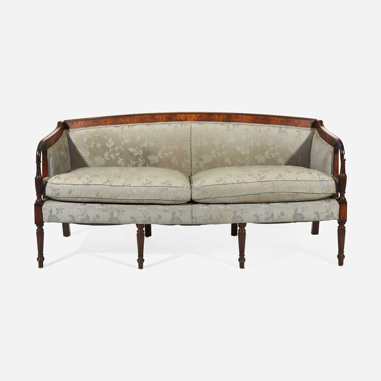 A Federal style carved and inlaid mahogany sofa