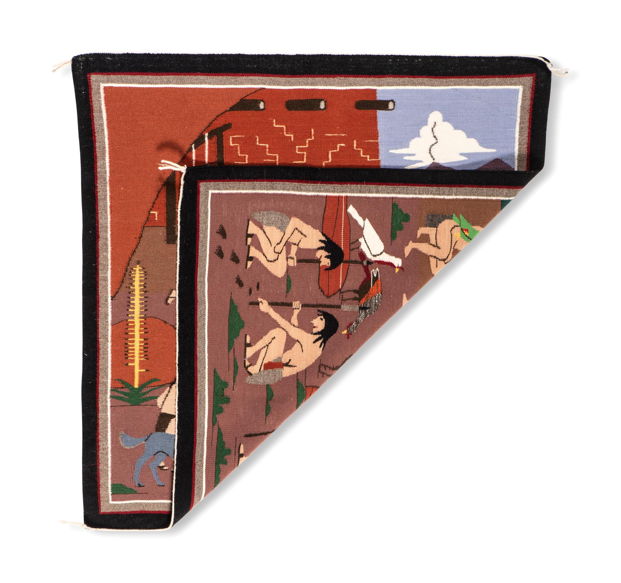 Navajo Pictorial Weaving, Anasazi Village Scene