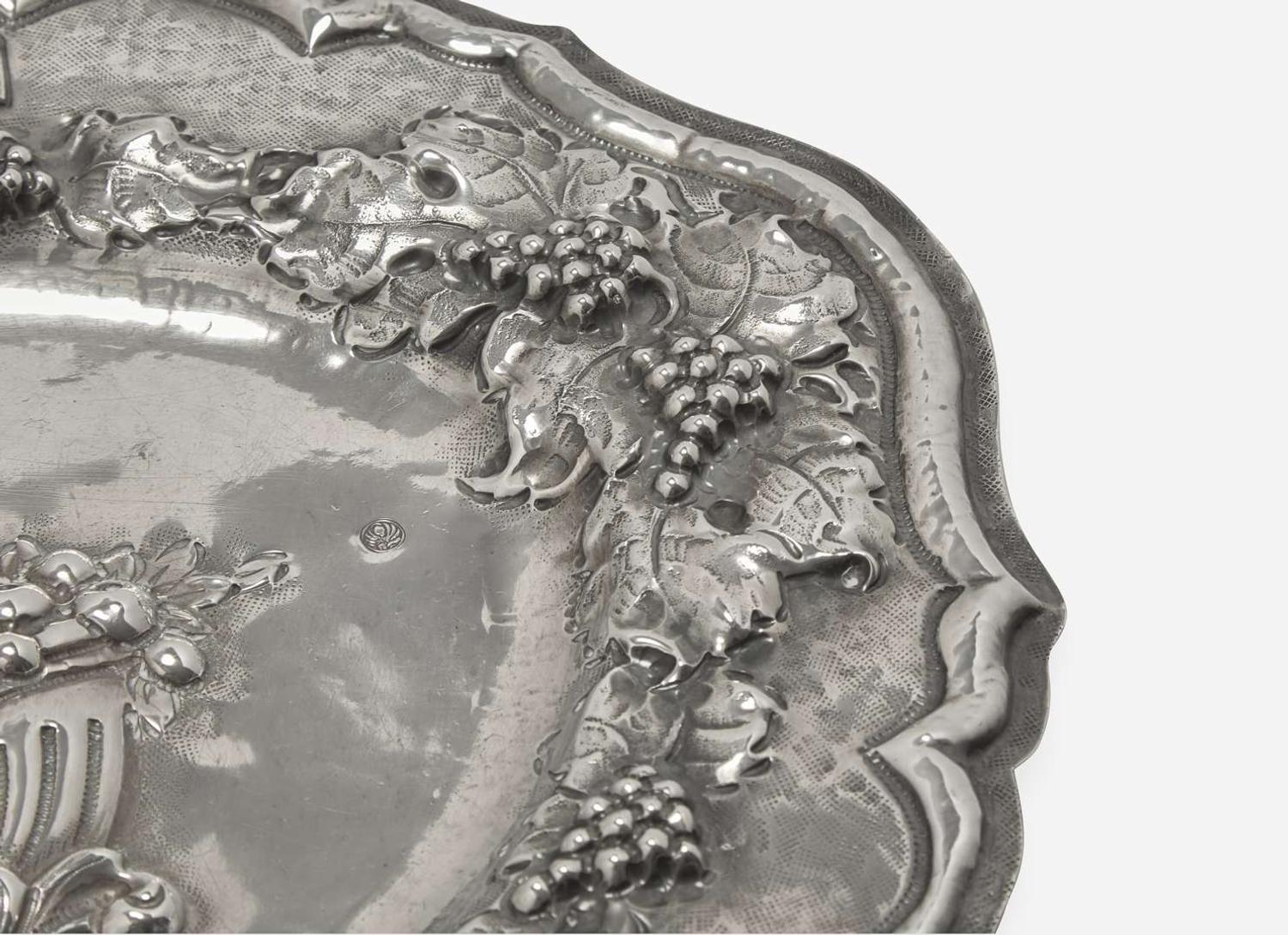 A silver repoussé Kiddush plaque, 20th century