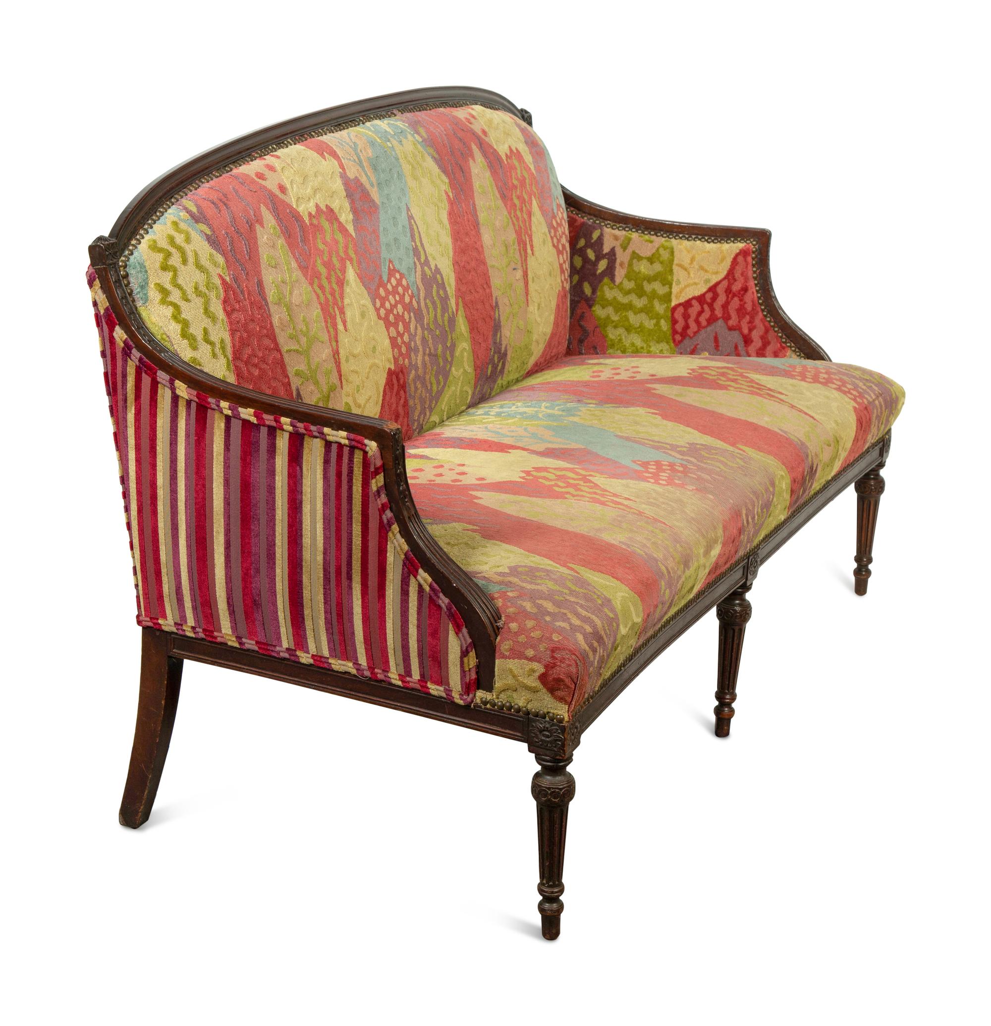 A Pair of Louis XVI Style Mahogany Settees