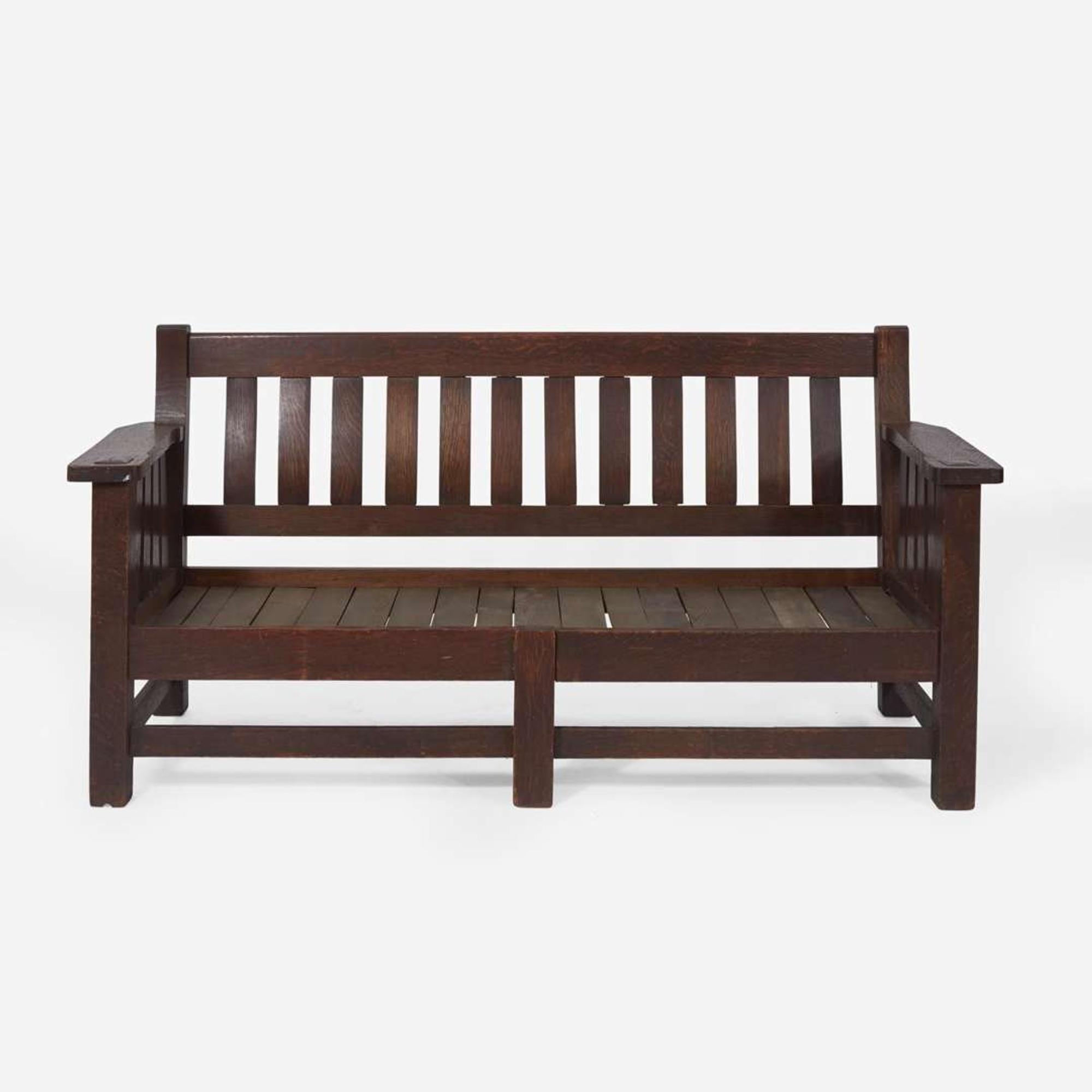 Stickley Brothers (American, active 1891-1954) Settle and Armchair, USA, circa 1905
