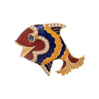 DIAMOND, SAPPHIRE AND ENAMEL FISH BROOCH