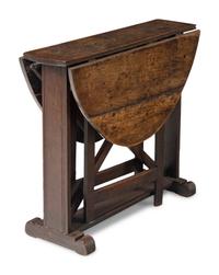 A William and Mary Oak Drop-Leaf Trestle Table
