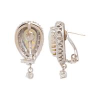 OPAL AND DIAMOND EARCLIPS