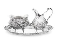 A German Silver Three-Piece Cream and Sugar Set