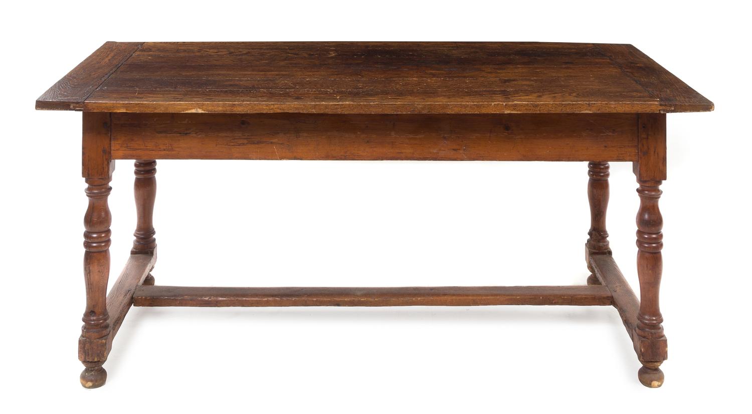 A French Provincial Work Table Height 30 x width 68 1/2 x depth 31 3/4 inches. — 19TH CENTURY