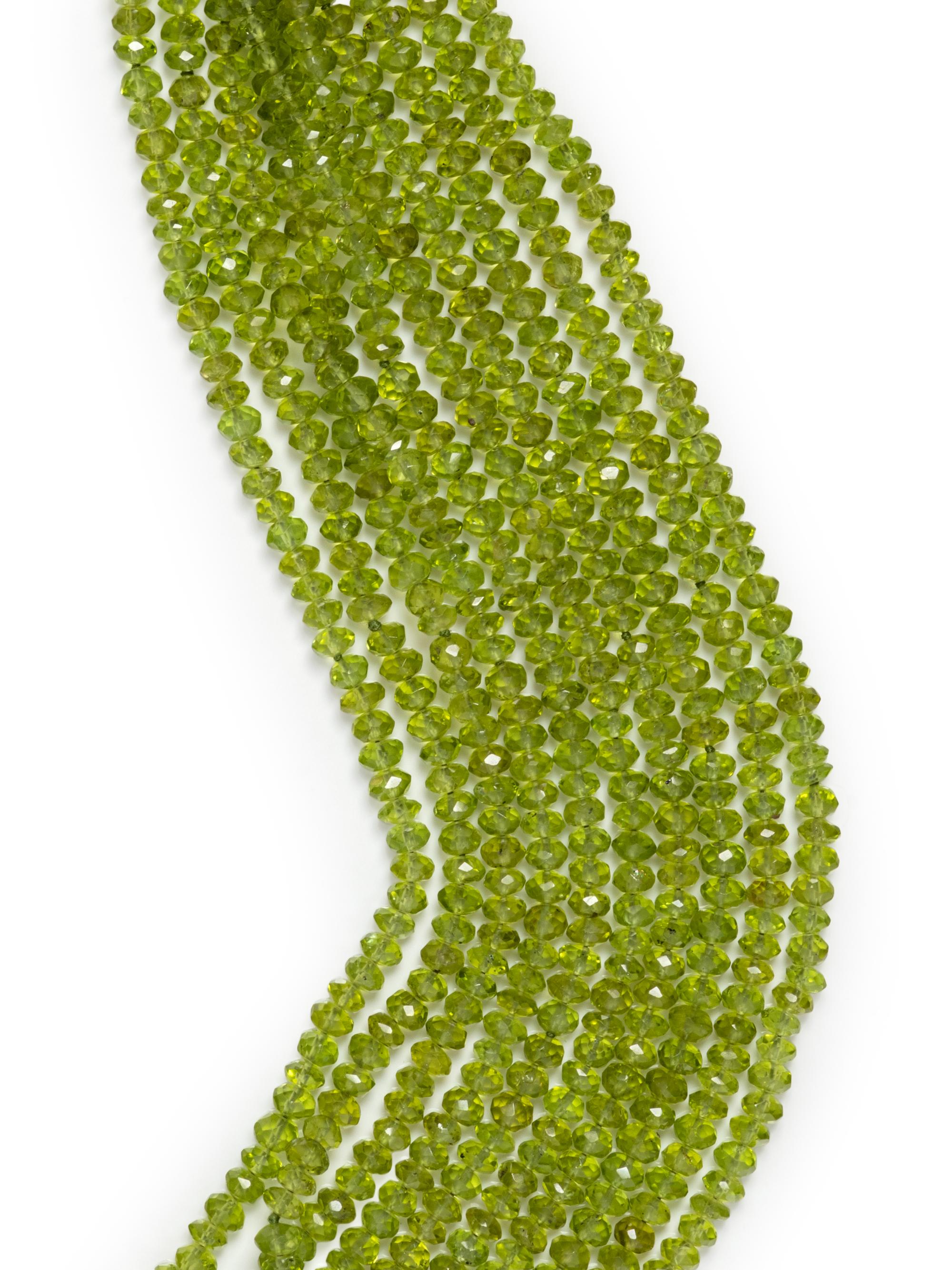 PERIDOT BEAD SCARF STYLE NECKLACE