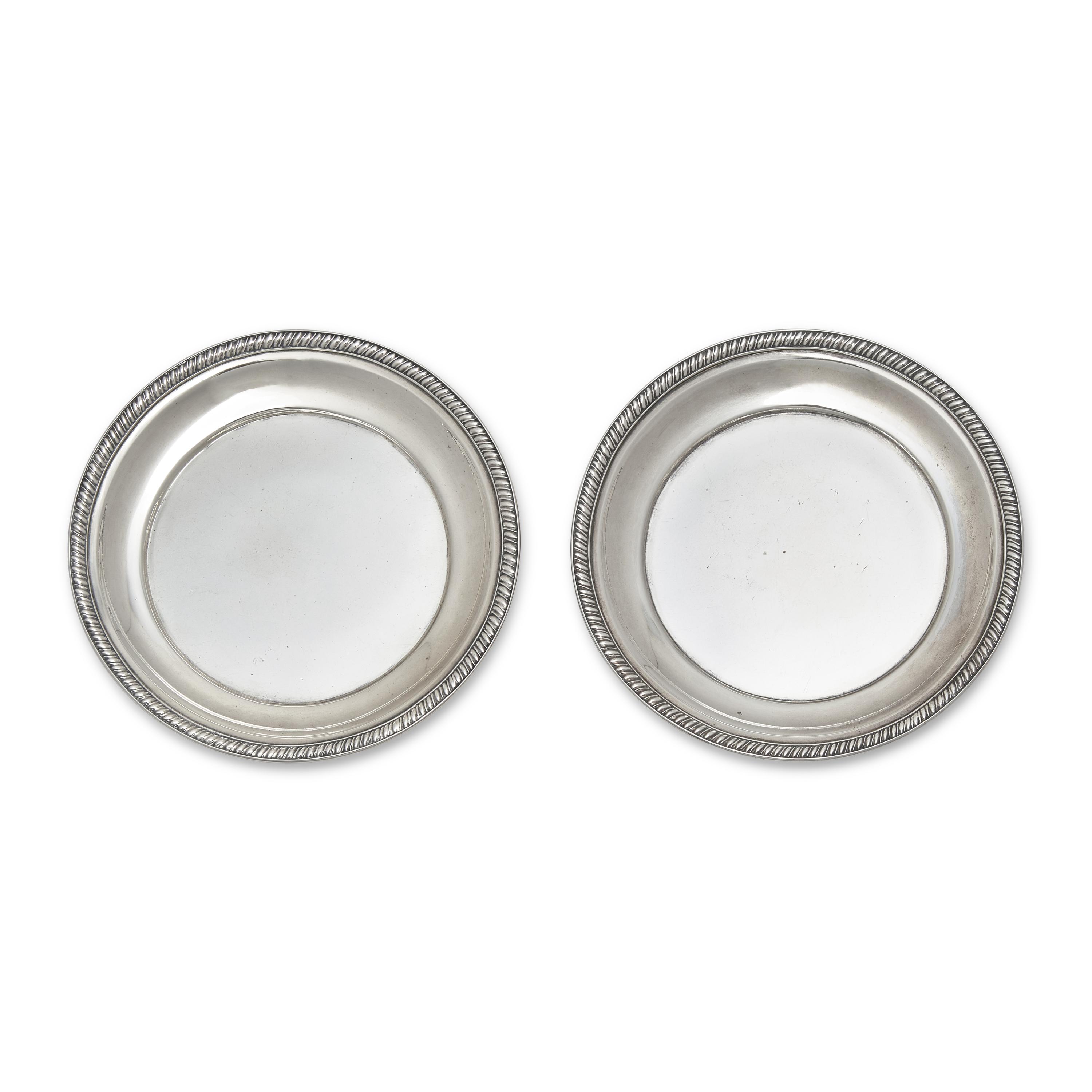 A Rare Pair of Federal Silver Bread Plates