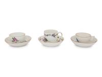 Three Meissen Porcelain Teacups and Saucers