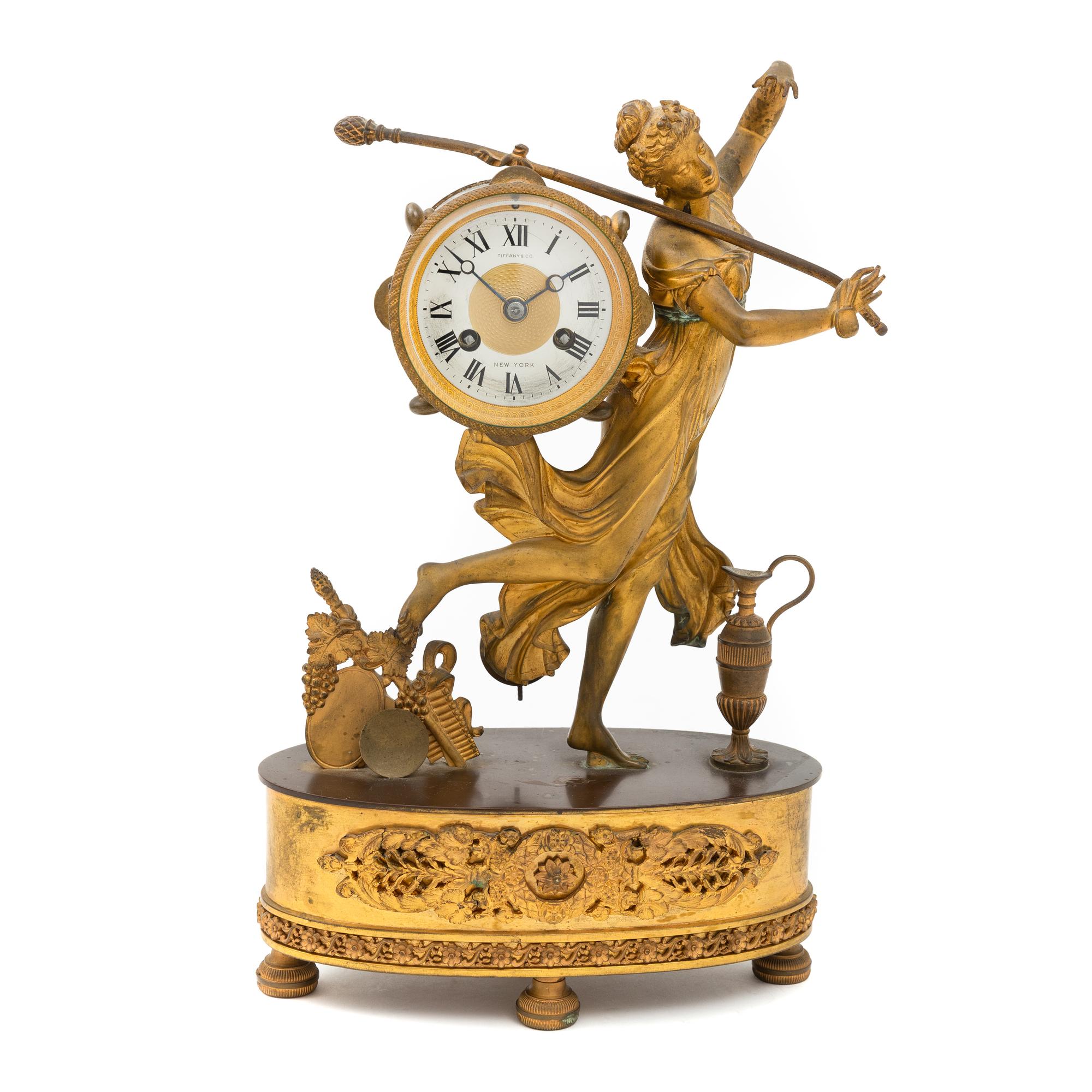 A Tiffany & Co. Gilt Bronze Mantel Clock