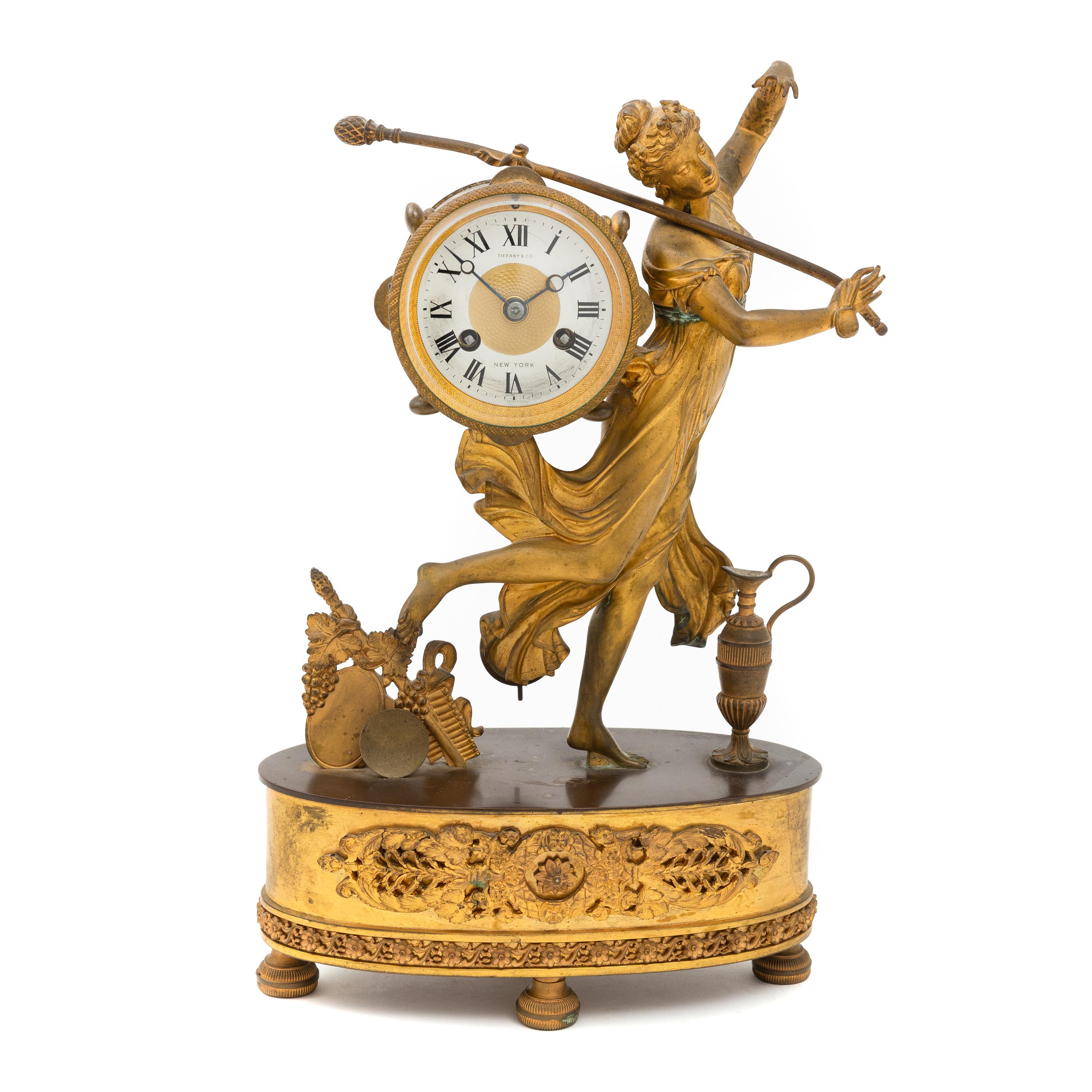 A Tiffany & Co. Gilt Bronze Mantel Clock