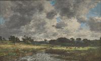 Eugène Boudin (French, 1824-1898) — Touques, Meadows at Low Tide , c. 1888-1895