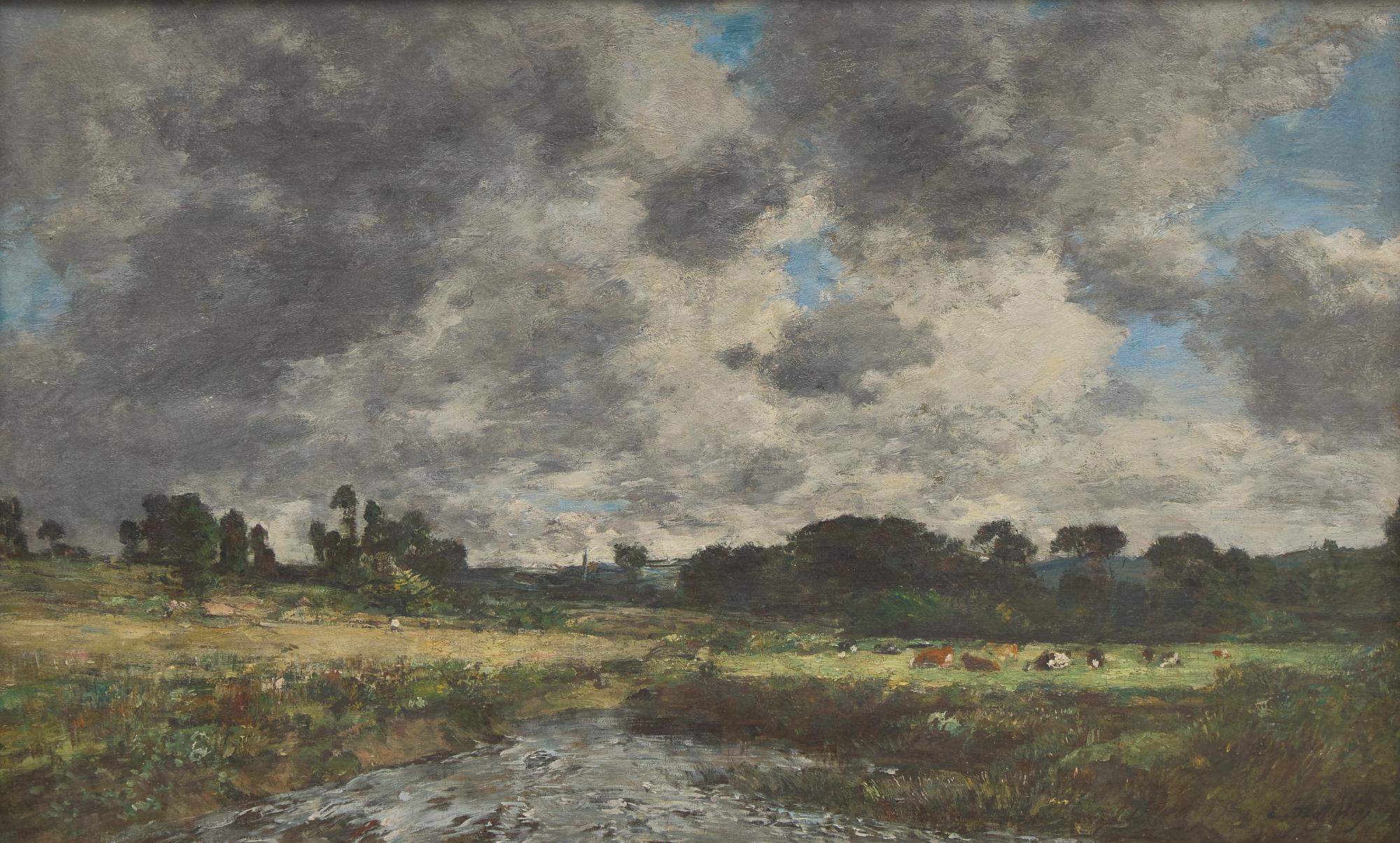 Eugène Boudin (French, 1824-1898) — Touques, Meadows at Low Tide , c. 1888-1895
