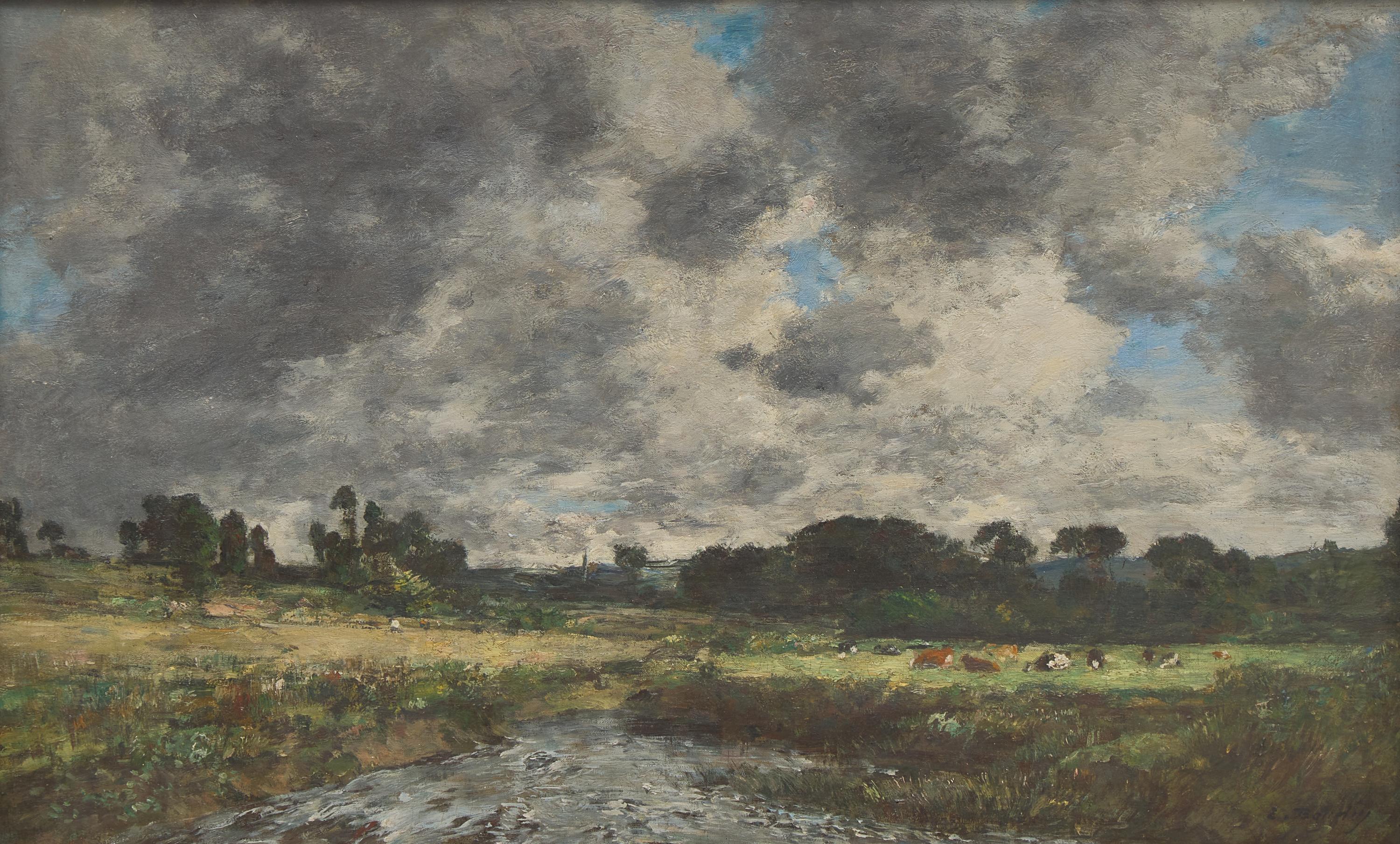 Eugène Boudin (French, 1824-1898) — Touques, Meadows at Low Tide , c. 1888-1895