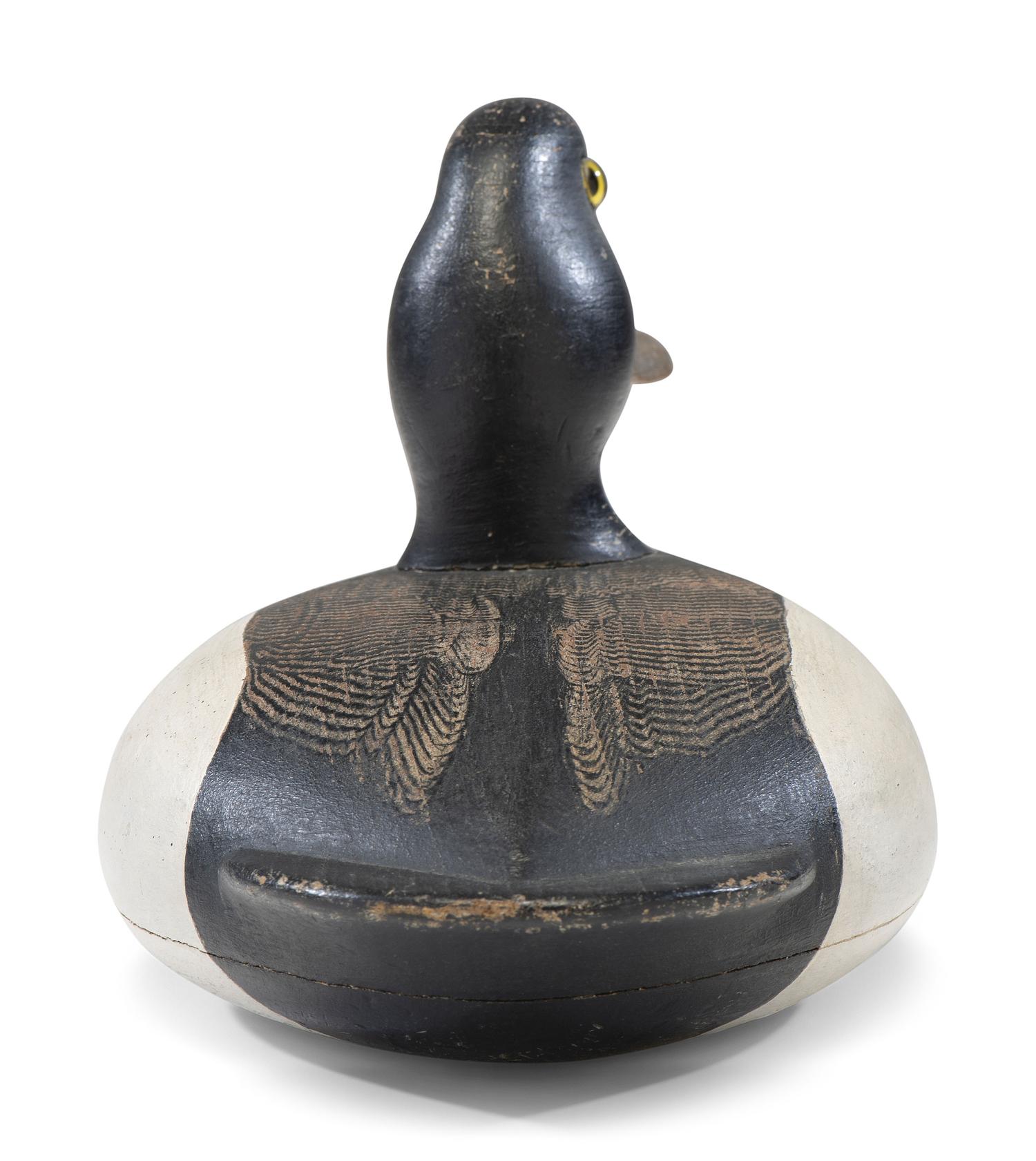 A Carved and Painted Wood Bluebill Drake Decoy, Attributed to Fred Allen (American, 1838-1912)