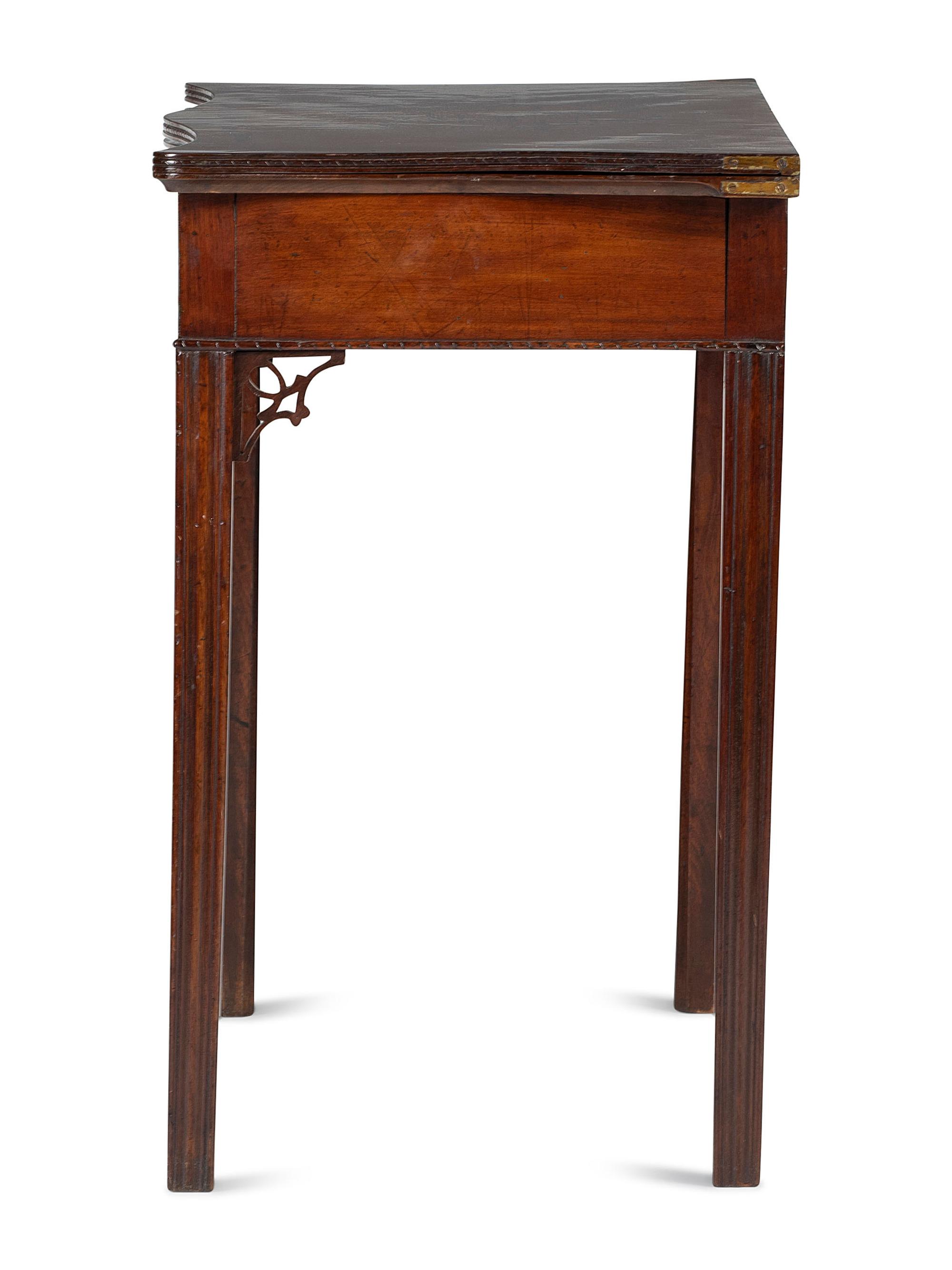 A Federal Carved Mahogany Serpentine Game Table