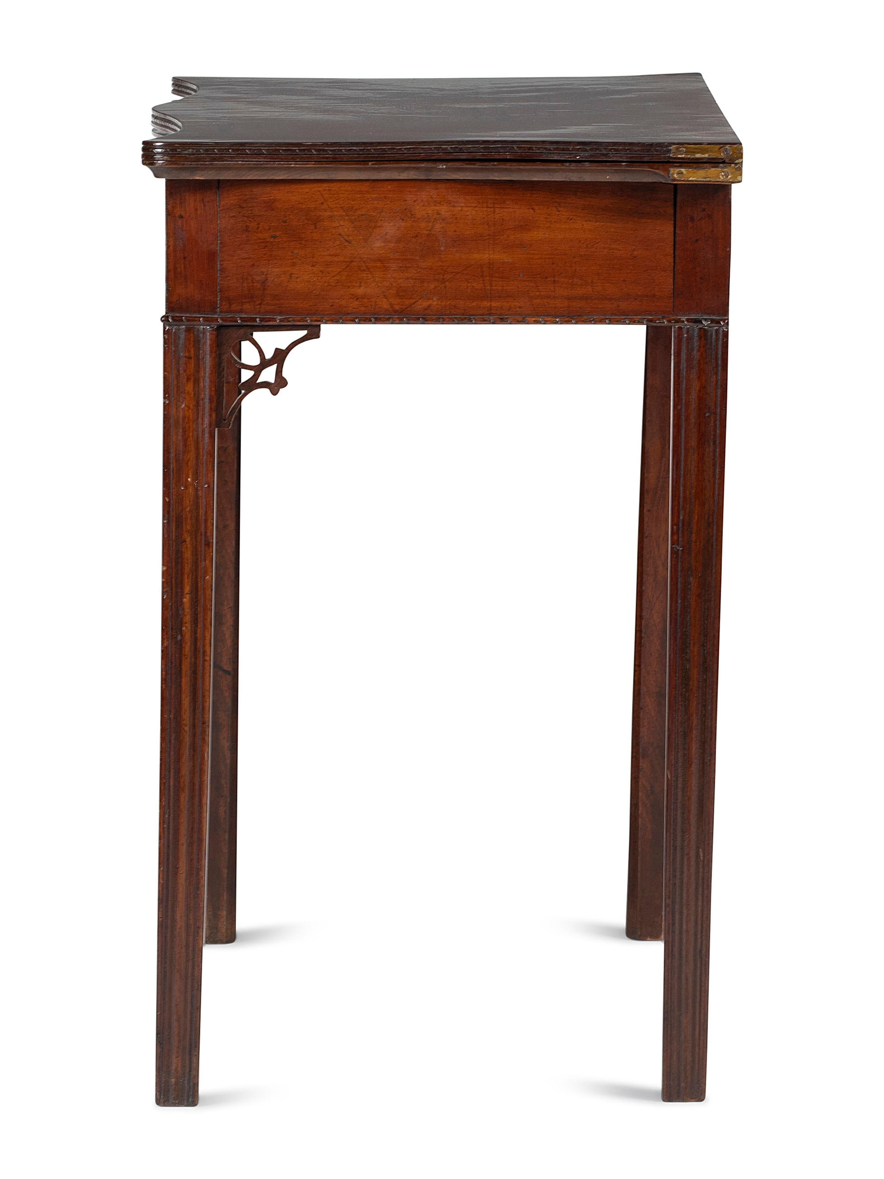 A Federal Carved Mahogany Serpentine Game Table