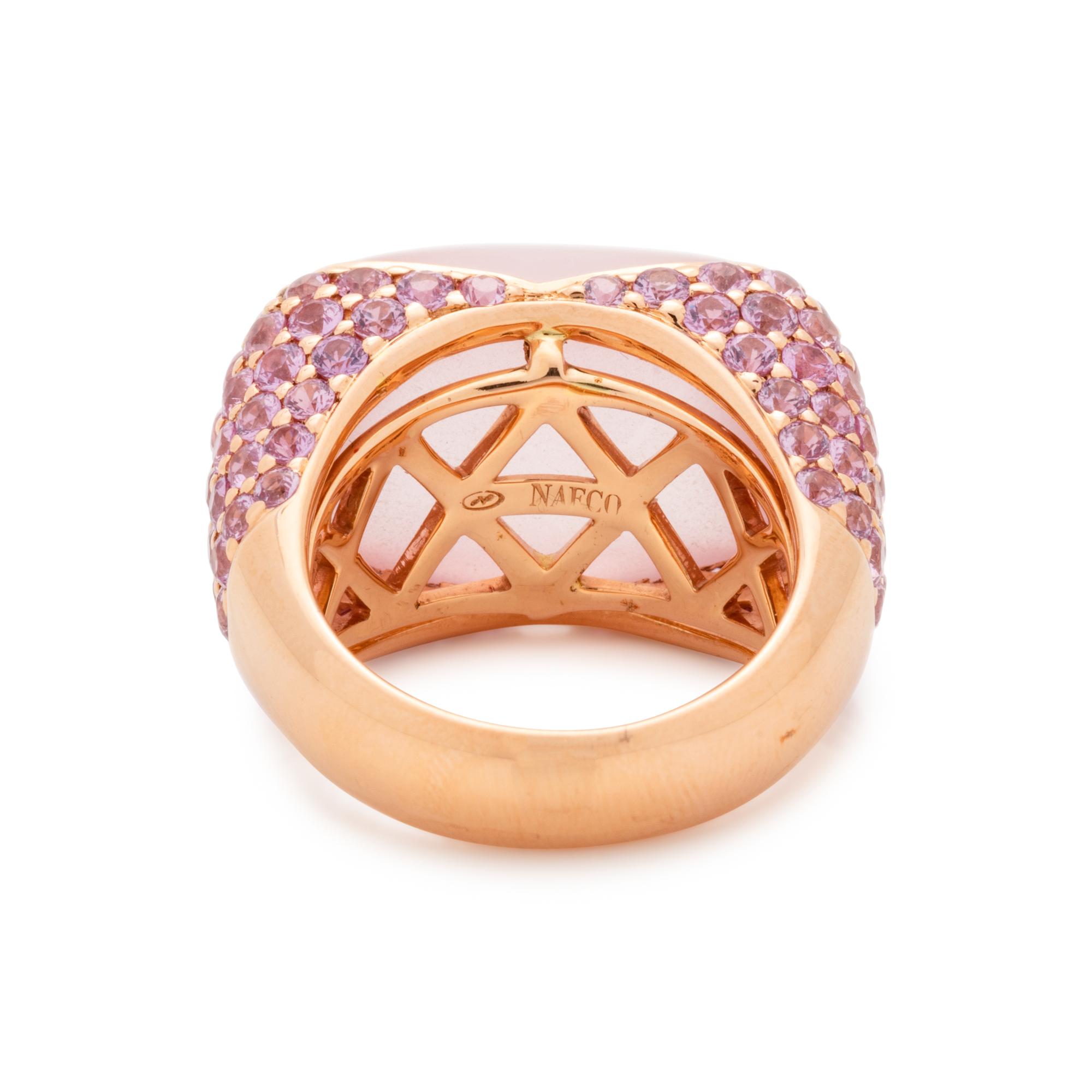 ROSE QUARTZ AND PINK SAPPHIRE RING