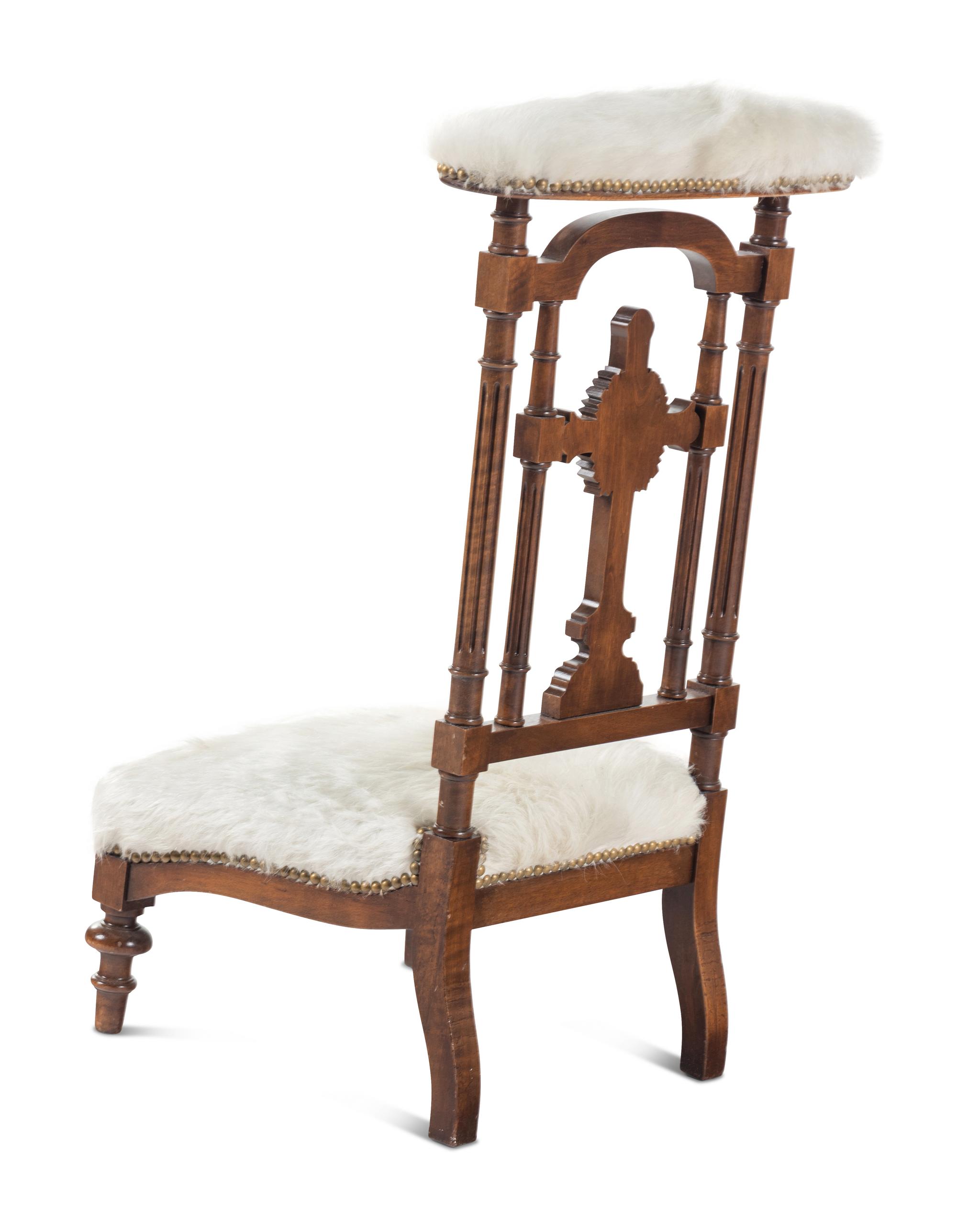 A French Walnut Prie-Dieu with Brazilian Cowhide Upholstery