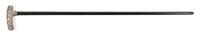 An American Sterling Silver Cane Handle, Height overall 32 1/2 x width of handle 4 3/8 inches.