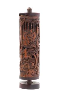 A Pierce Carved Bamboo Parfumier POSSIBLY 18TH CENTURY Height overall 7 5/8 inches. — POSSIBLY 18TH CENTURY