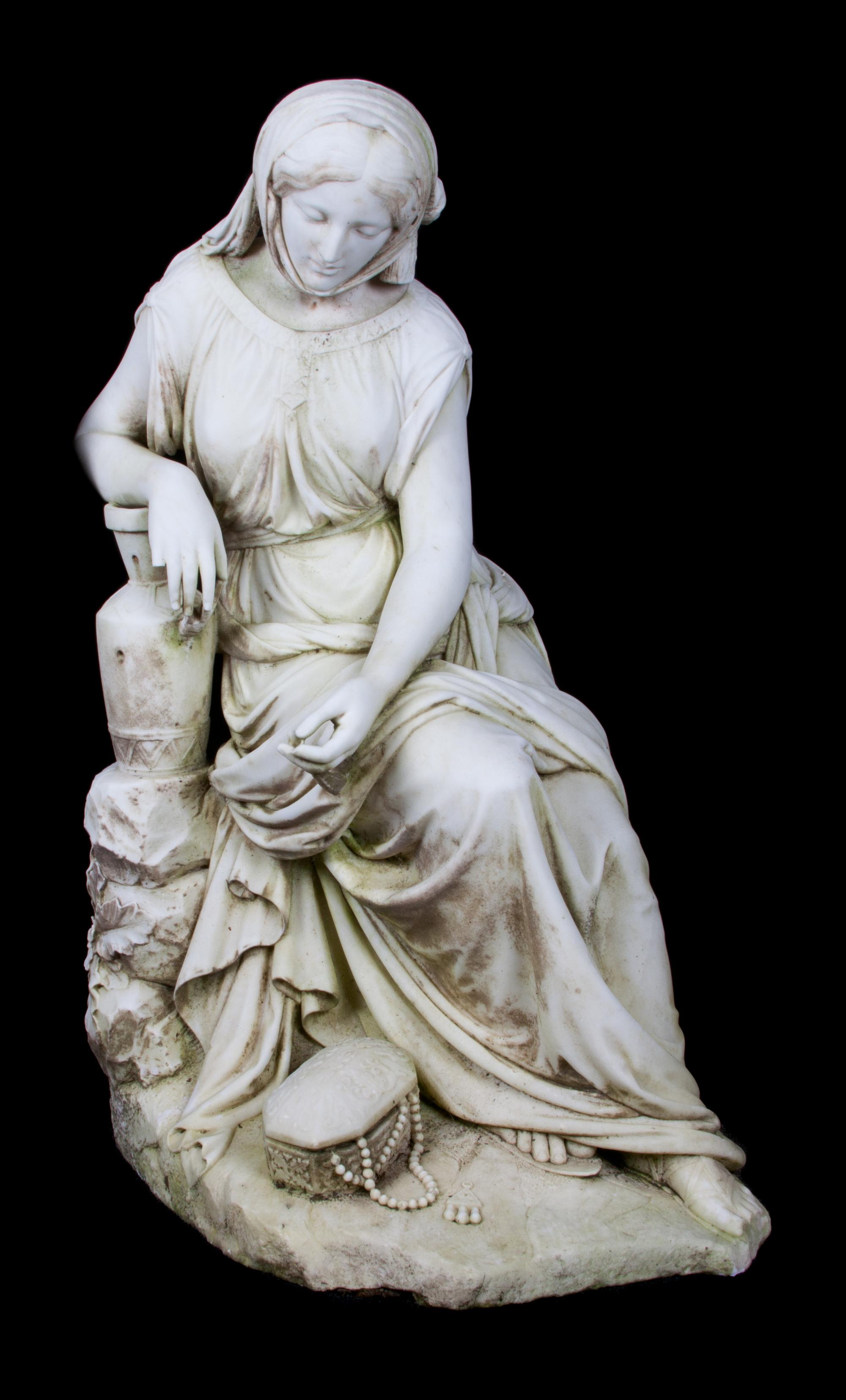 An Italian Marble Figure Height 35 inches.