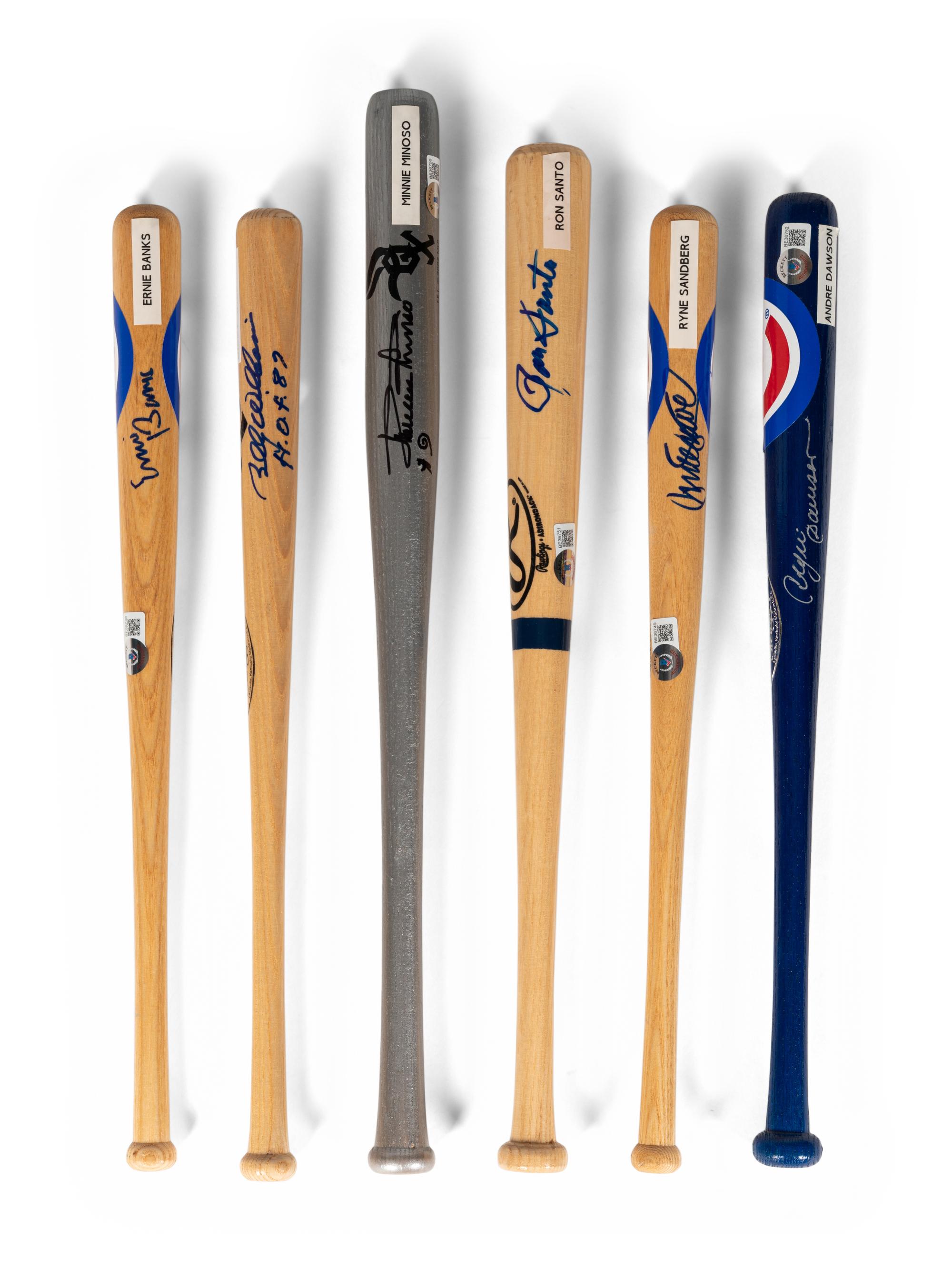 A Group of Six Chicago Baseball Hall of Fame Signed Autograph Mini Bats (Beckett Authentication Services BAS Certified),