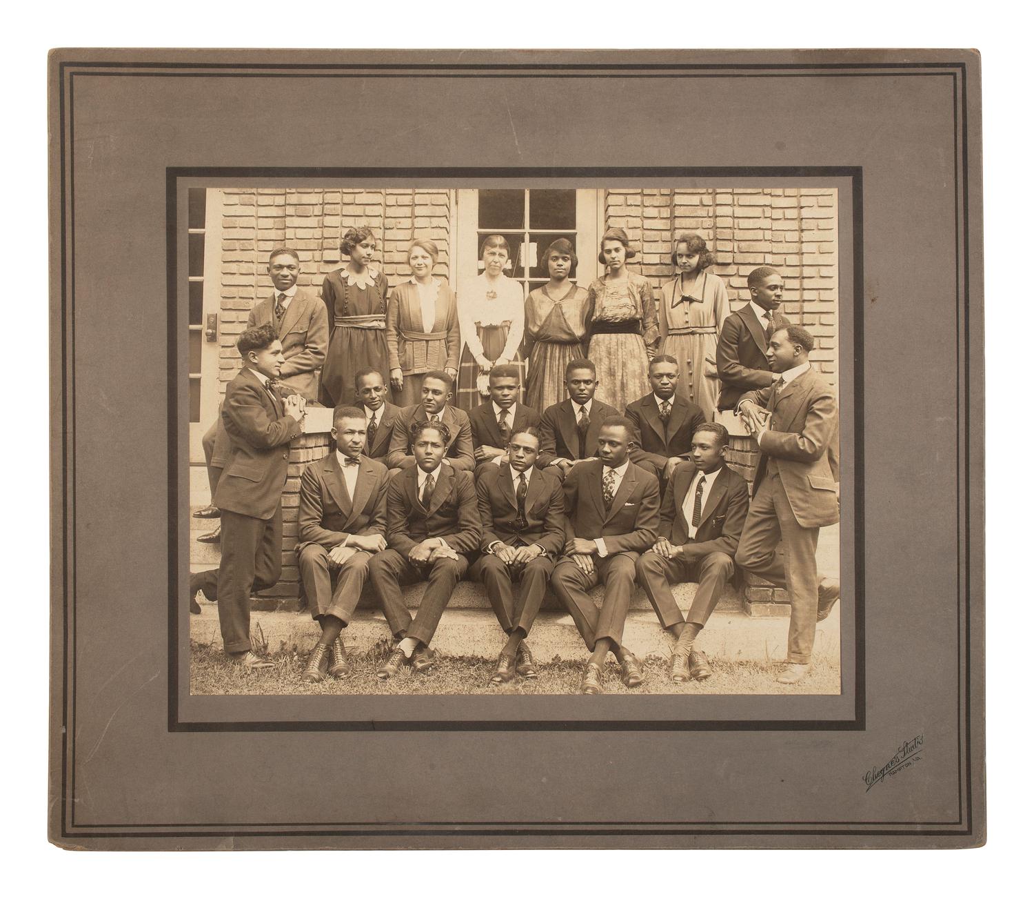 [EDUCATION - EARLY PHOTOGRAPHY]. A group of 8 photographs, incl. Hampton University Students, ca 1910.