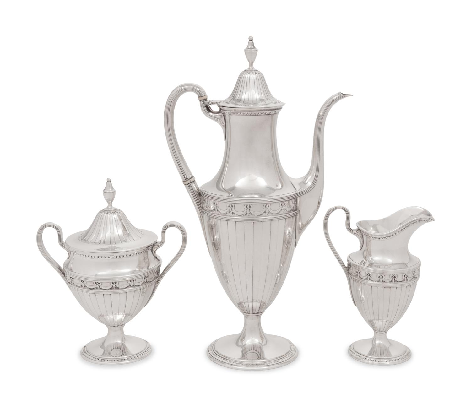 A Tiffany and Co. Silver Three-Piece Coffee Service