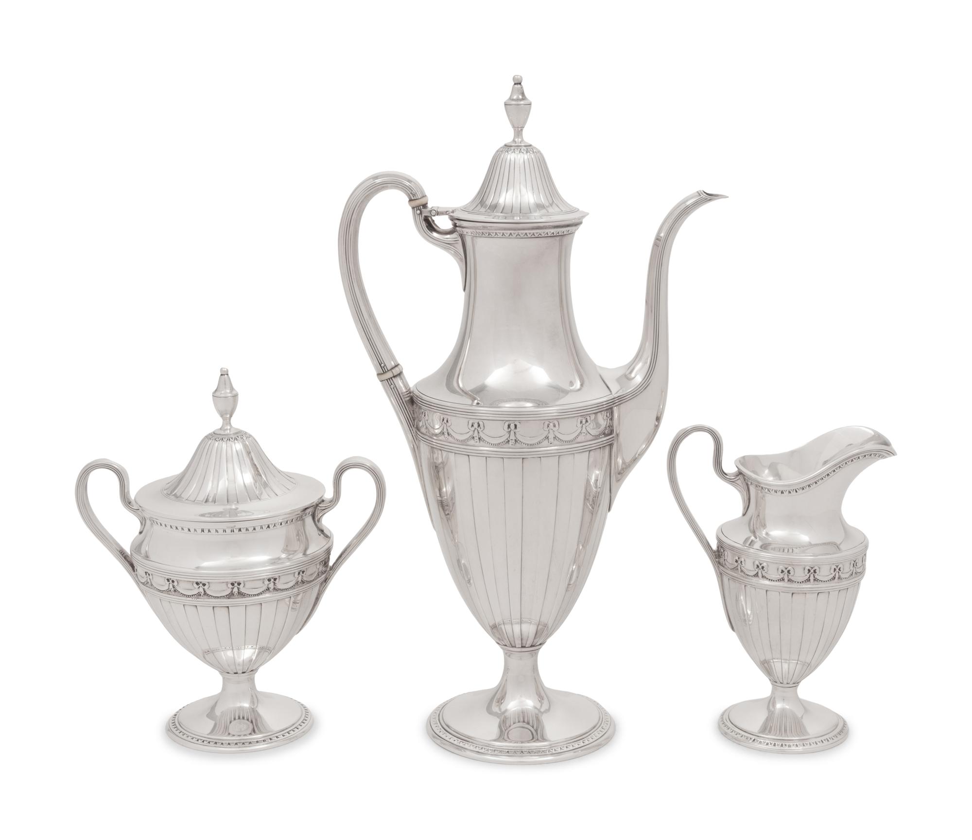 A Tiffany and Co. Silver Three-Piece Coffee Service