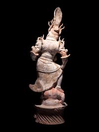 A Pair of Painted Pottery Figures of Lokapala