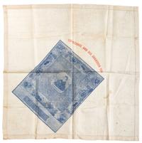 [HARRISON, Benjamin (1833-1901)]. -- [HARRISON, William Henry (1773-1841)]. Extremely scarce Benjamin Harrison campaign handkerchief "Tippecanoe and His Grandson Too." N.p.: Mrs. August Graham, 1888.