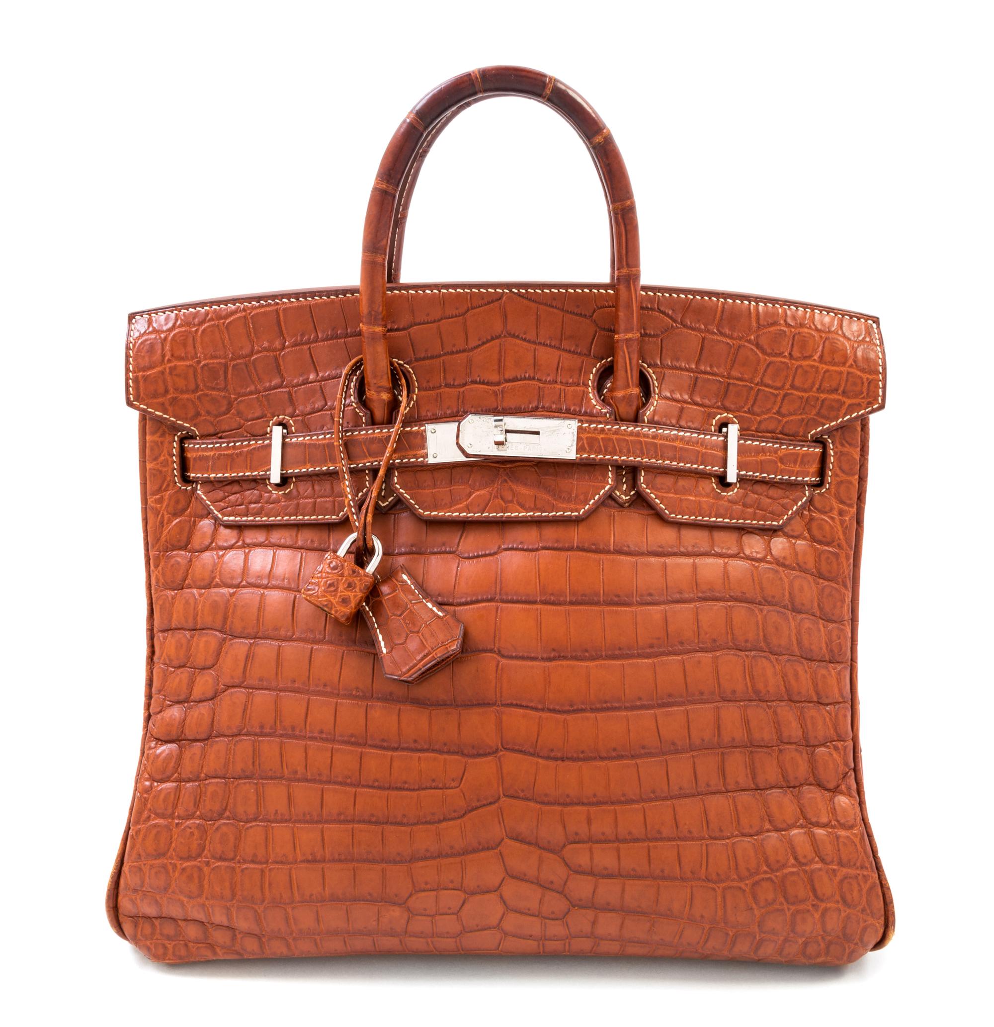 An Hermes 32cm Fauve Matte Niloticus Crocodile HAC Birkin Bag, 11.5" x 12.5" x 6".
