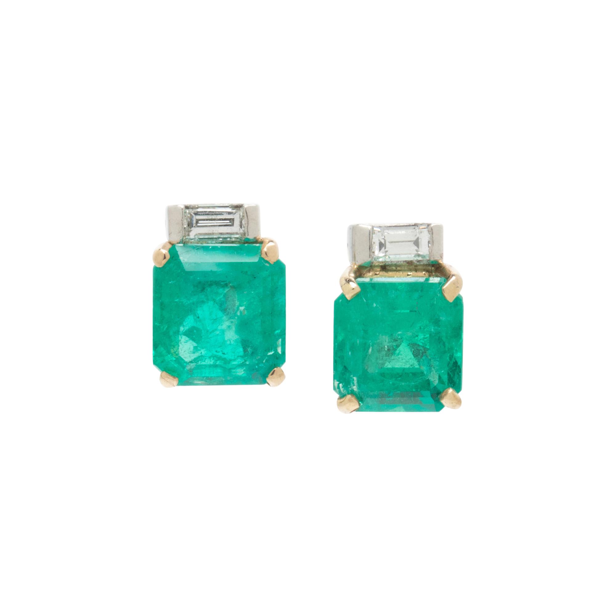 EMERALD AND DIAMOND EARRINGS