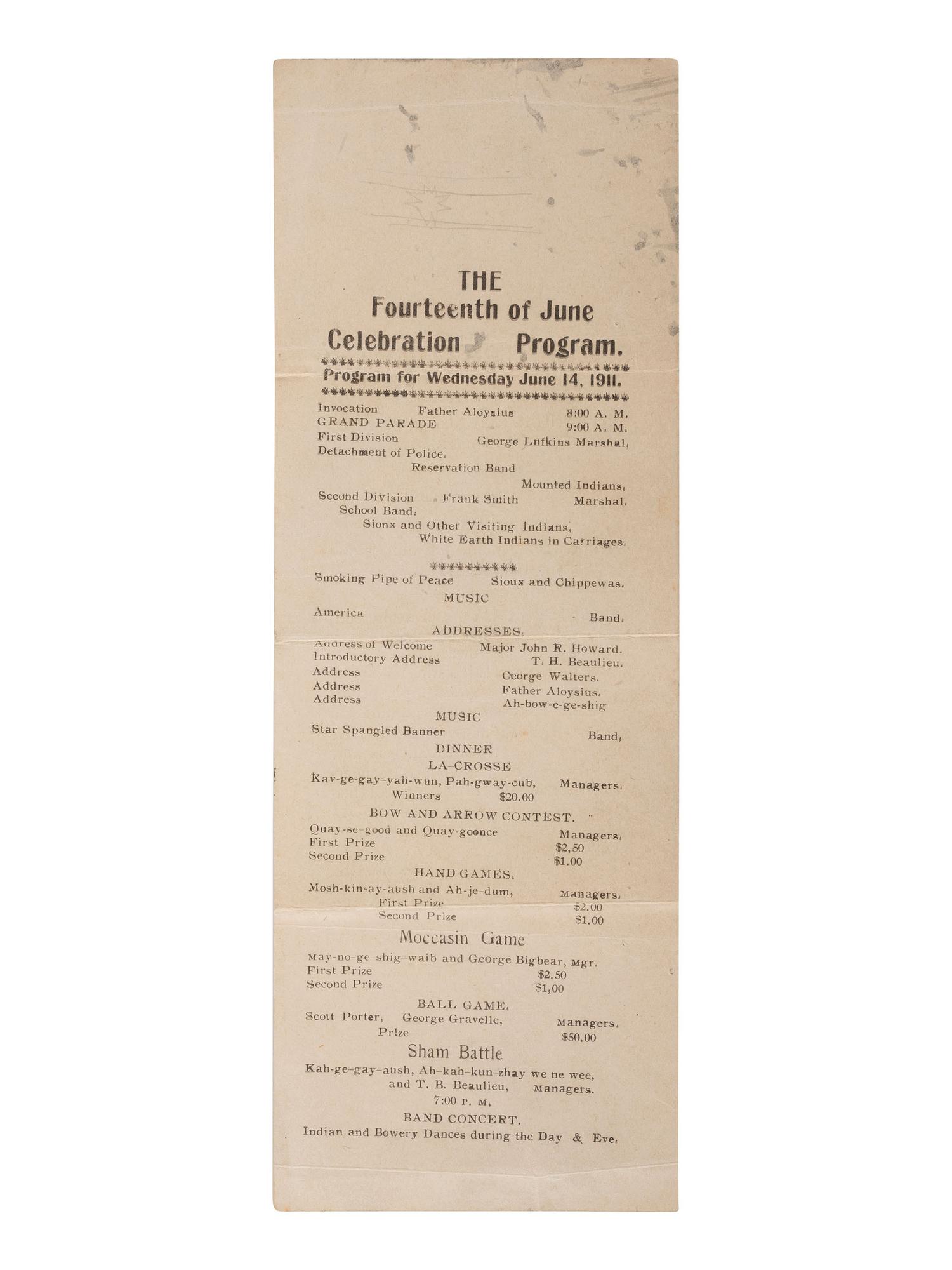 "Nitchi, Umbaommah! 44th Annual Council Fire and Feast of Good Cheer." White Earth Res., MN. 1911.