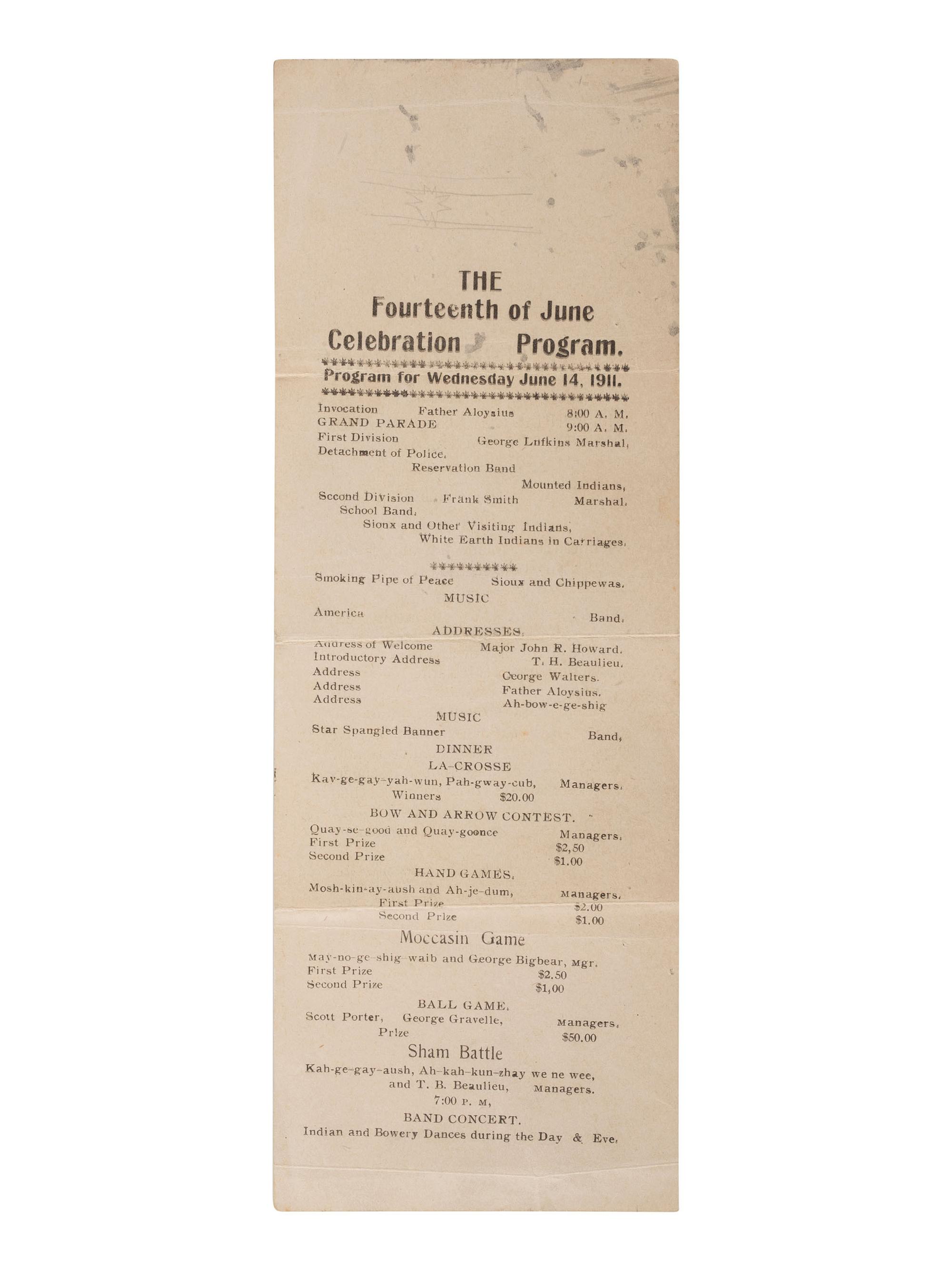 "Nitchi, Umbaommah! 44th Annual Council Fire and Feast of Good Cheer." White Earth Res., MN. 1911.
