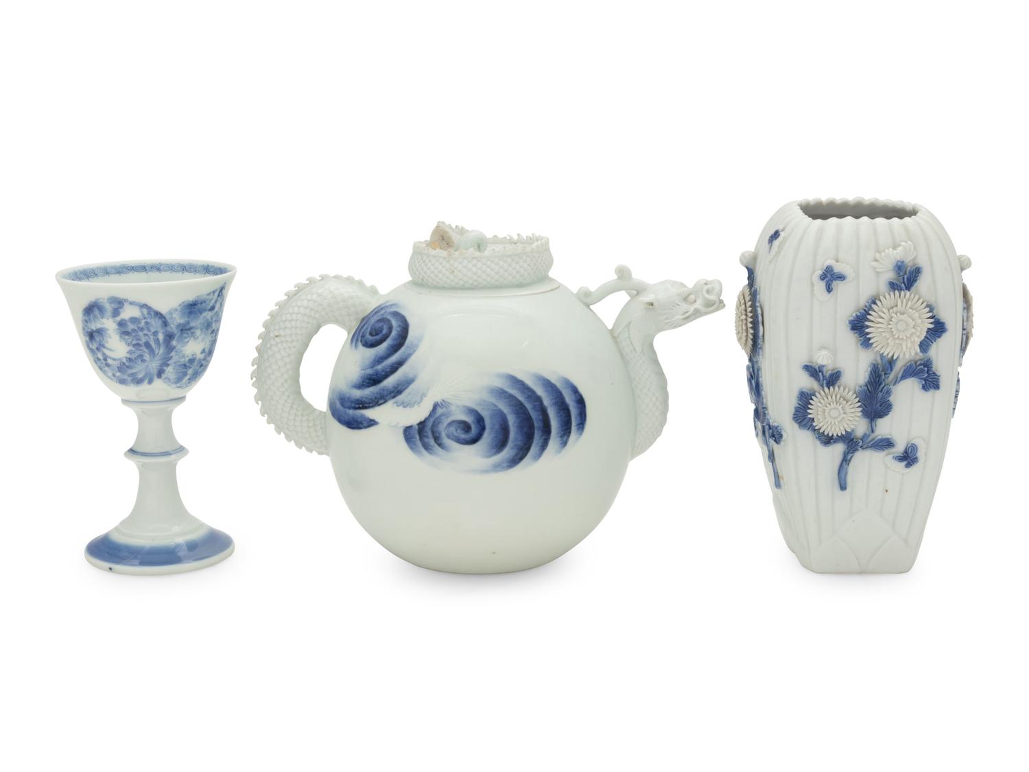 Three Japanese Blue and White Porcelain Wares
