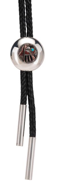 Sterling Silver Bolo Tie, with Painted Sikyatki Design Lot is located and will ship from Denver, Colorado.