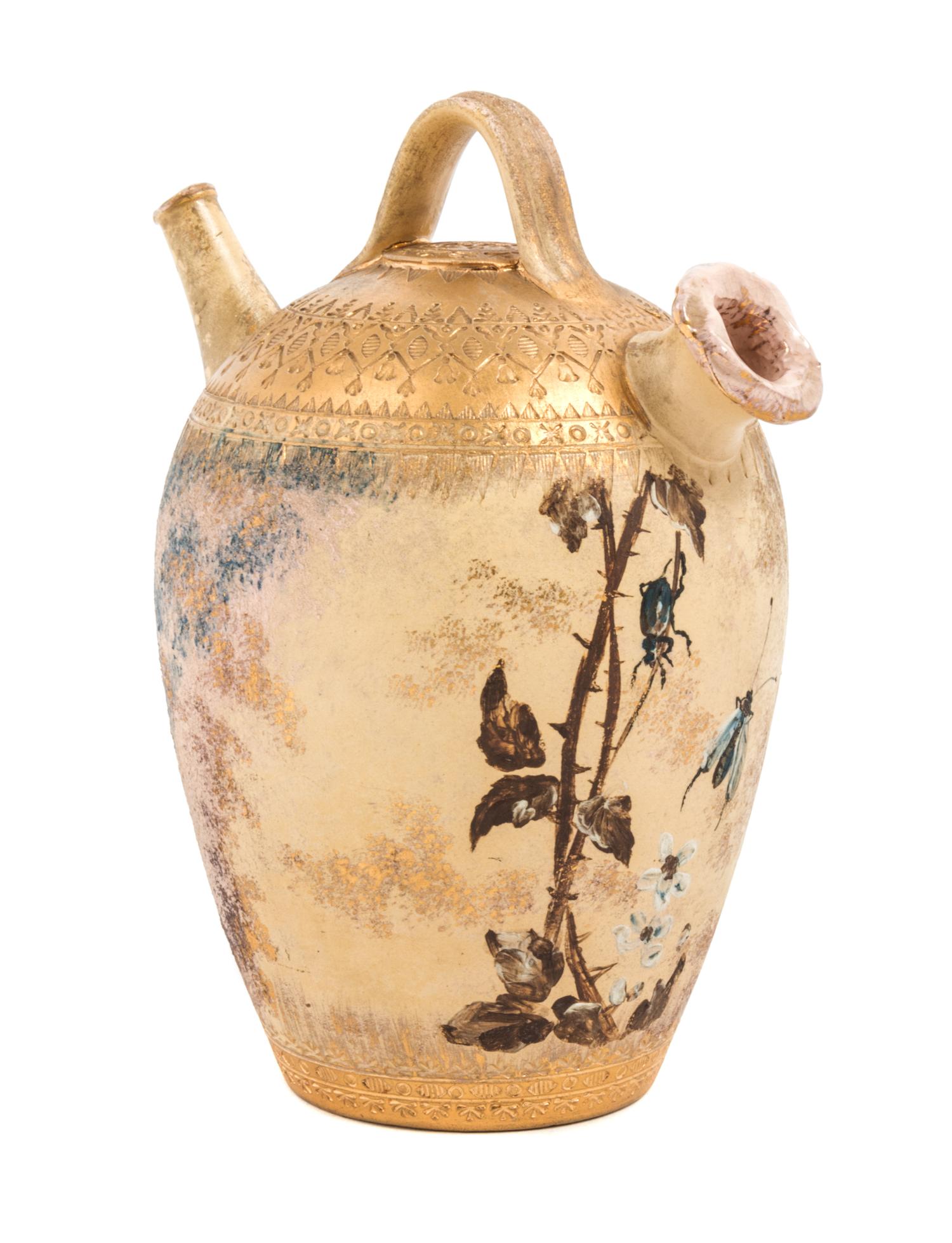 Lenore Asbury (American, 1866-1933), ROOKWOOD, Spanish water jug, depicting insects