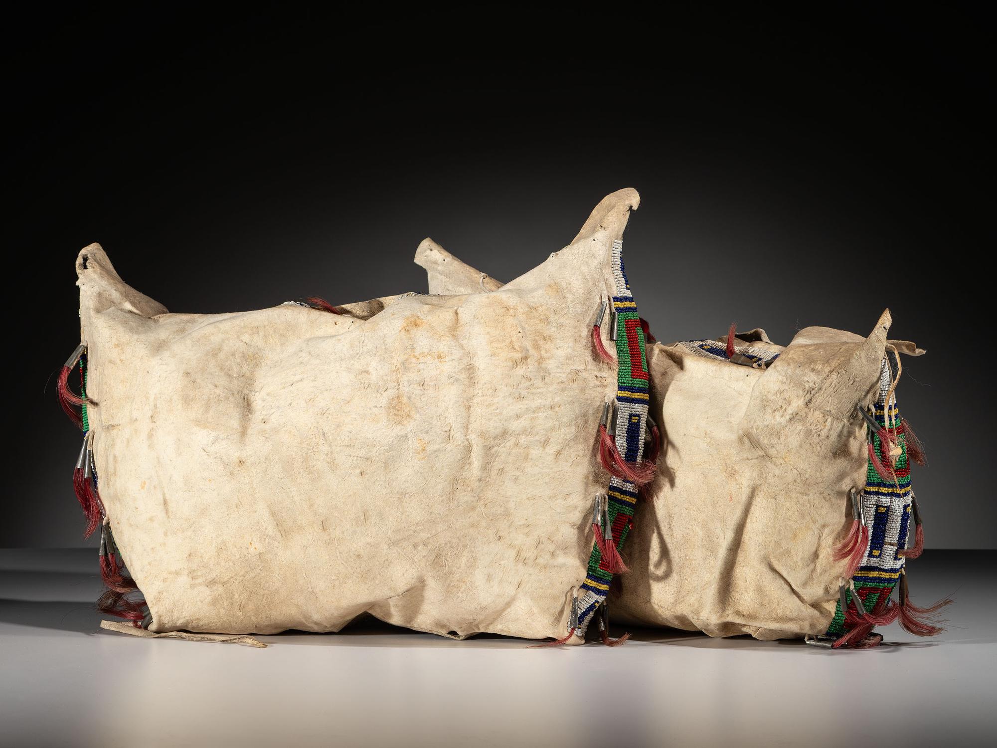 Sioux Beaded Hide Possible Bags, Matched Pair