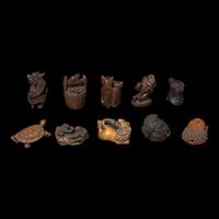 A Group of Ten Japanese Boxwood Netsuke