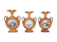 Three English Copper Lusterware Clock Vases — 19TH CENTURY