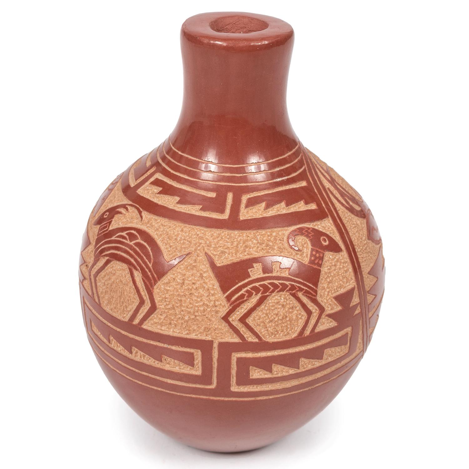 Redware Miniature Sgraffito Jar, Stag