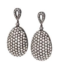 A Pair of 18 Karat Blackened Gold and Diamond Earrings,