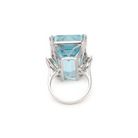 AQUAMARINE AND DIAMOND RING
