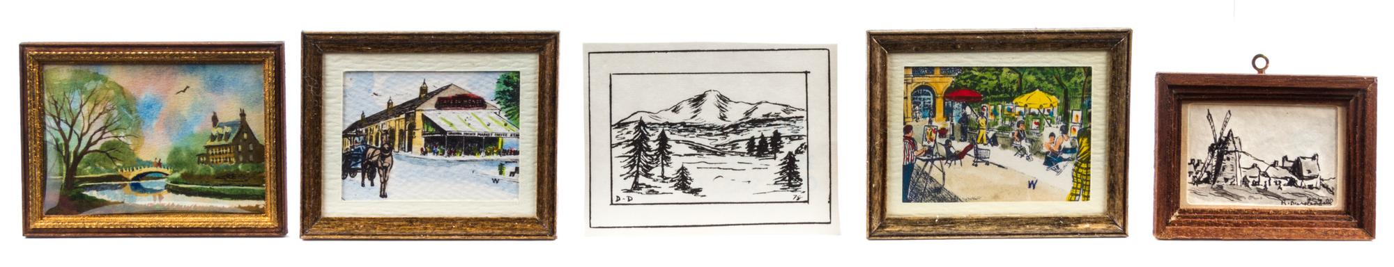 A Group of Five Works Largest 1 1/4 x 2 inches (visible).