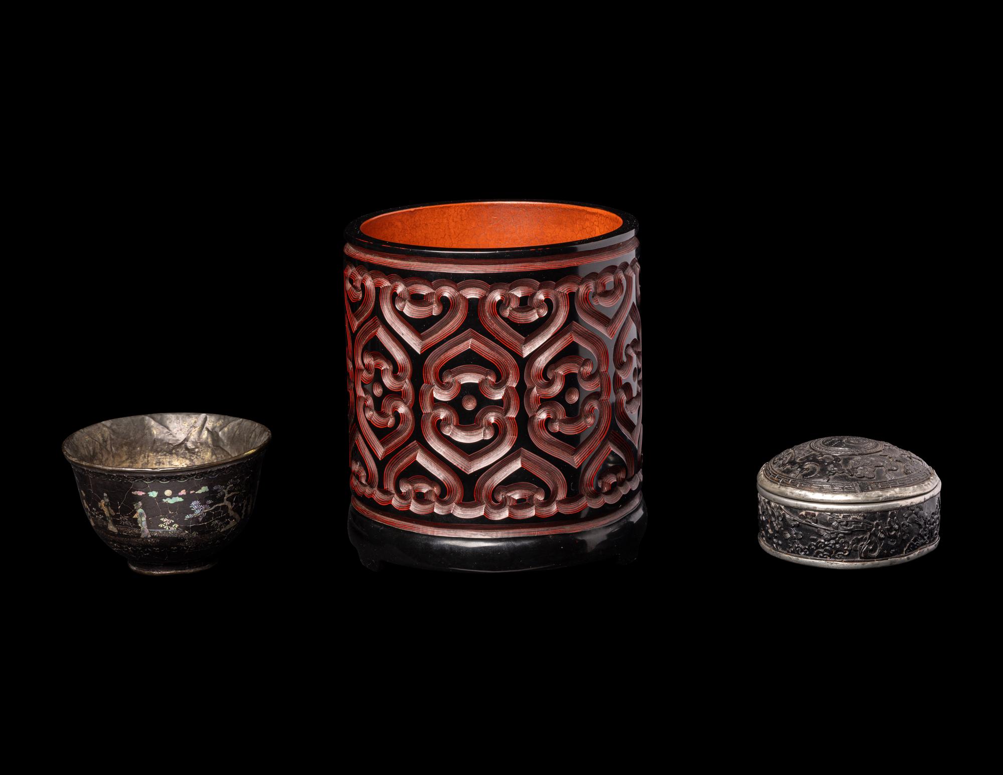 Three Chinese Lacquered Scholar's Objects