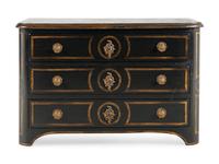 A Régence Style Black and Gold-Painted Commode