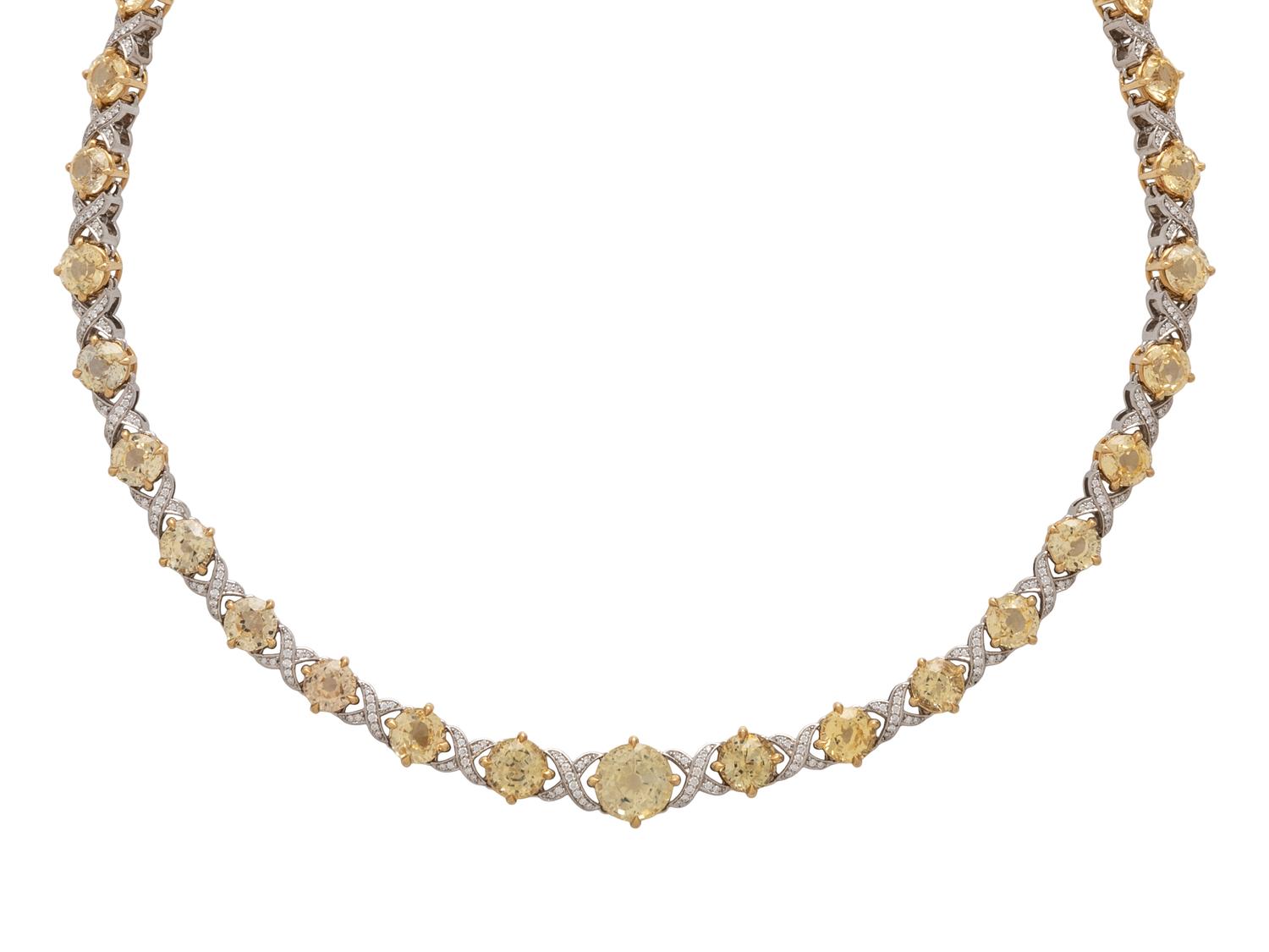 YELLOW SAPPHIRE AND DIAMOND NECKLACE
